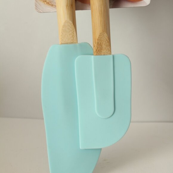 KitchenAid Mineral Water Spatula 2 Piece Silicone  Bamboo Handles - Picture 2 of 3